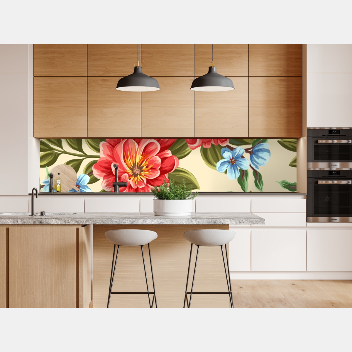 Repositionierbarer Aufkleber lebhaftes aquarell blumenmuster – Wallnifity® Repositionierbarer Aufkleber lebhaftes aquarell blumenmuster – Wallnifity®