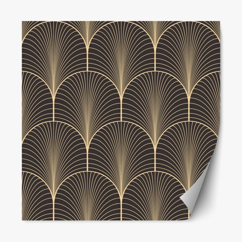 Repositionierbarer Aufkleber art deco goldenes fächermuster