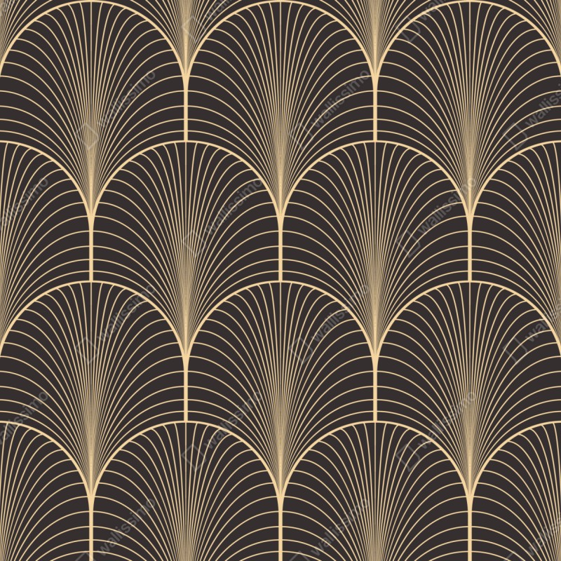 Repositionierbarer Aufkleber art deco goldenes fächermuster – Wallnifity® Repositionierbarer Aufkleber art deco goldenes fächermuster – Wallnifity®