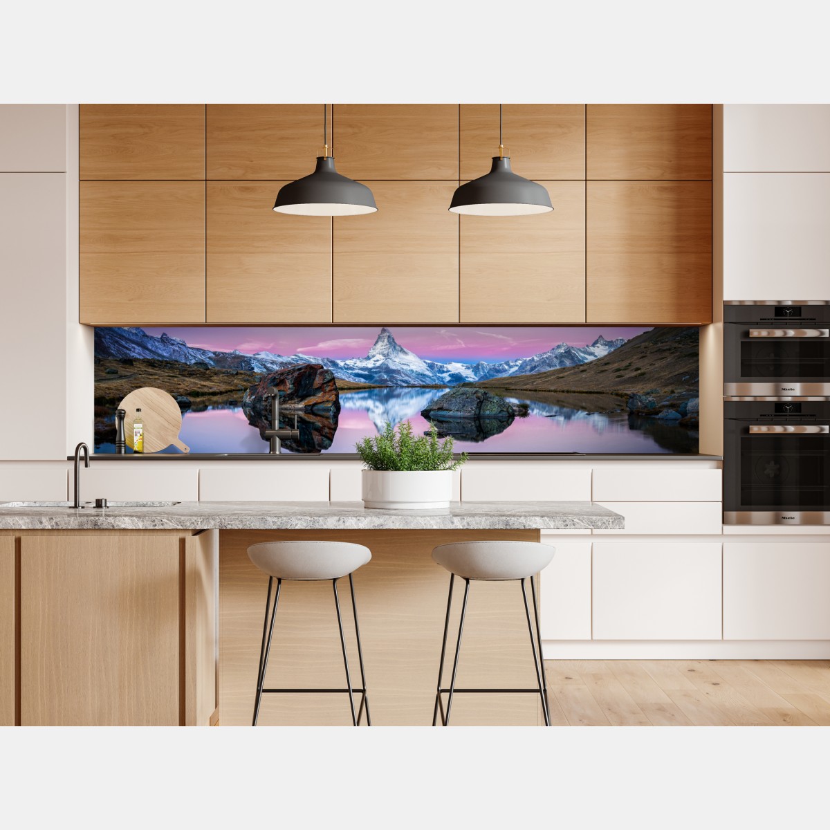 Repositionierbarer Aufkleber sanfte alpine spiegelung bei dämmerung – Wallnifity® Repositionierbarer Aufkleber sanfte alpine spiegelung bei dämmerung – Wallnifity®