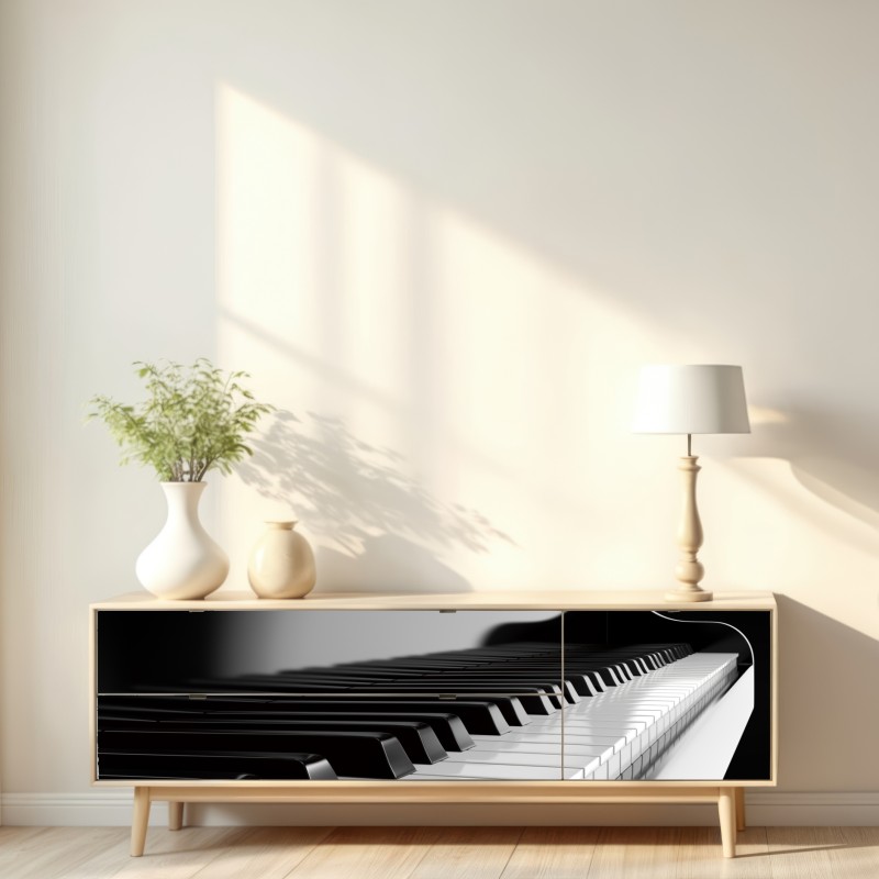 Repositionierbarer Aufkleber elegante schwarzweiß klaviertasten – Wallnifity® Repositionierbarer Aufkleber elegante schwarzweiß klaviertasten – Wallnifity®