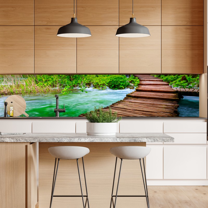 Repositionierbarer Aufkleber weg durch den bambushain von Arashiyama – Wallnifity®