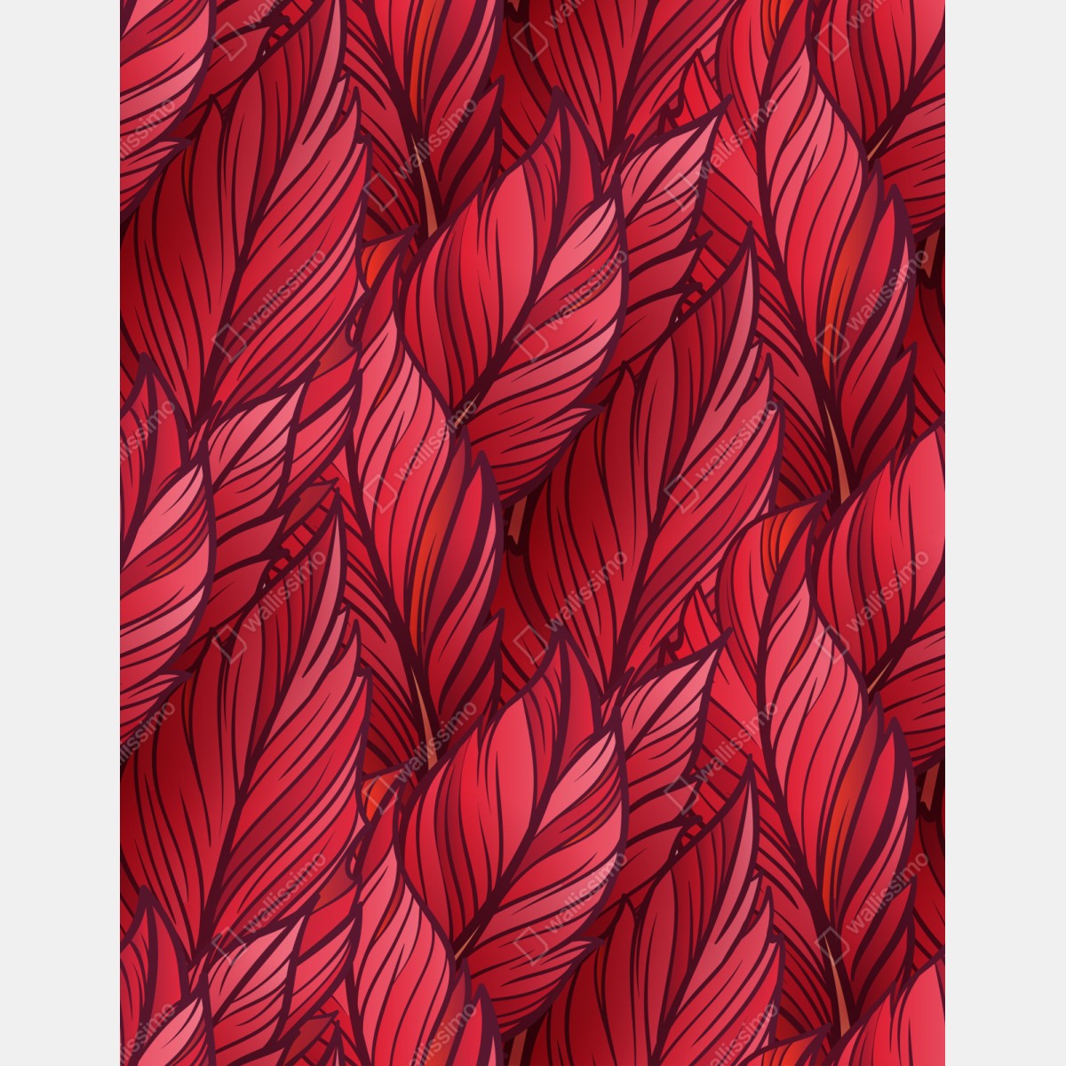 Repositionierbarer Aufkleber rotes botanisches blättermuster – Wallnifity® Repositionierbarer Aufkleber rotes botanisches blättermuster – Wallnifity®