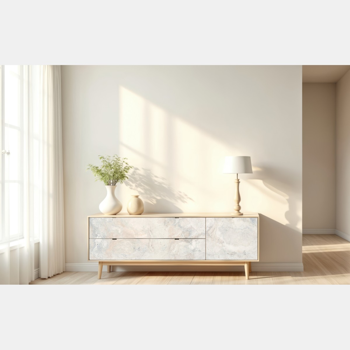 Repositionierbarer Aufkleber weiche beige marmorstruktur – Wallnifity® Repositionierbarer Aufkleber weiche beige marmorstruktur – Wallnifity®