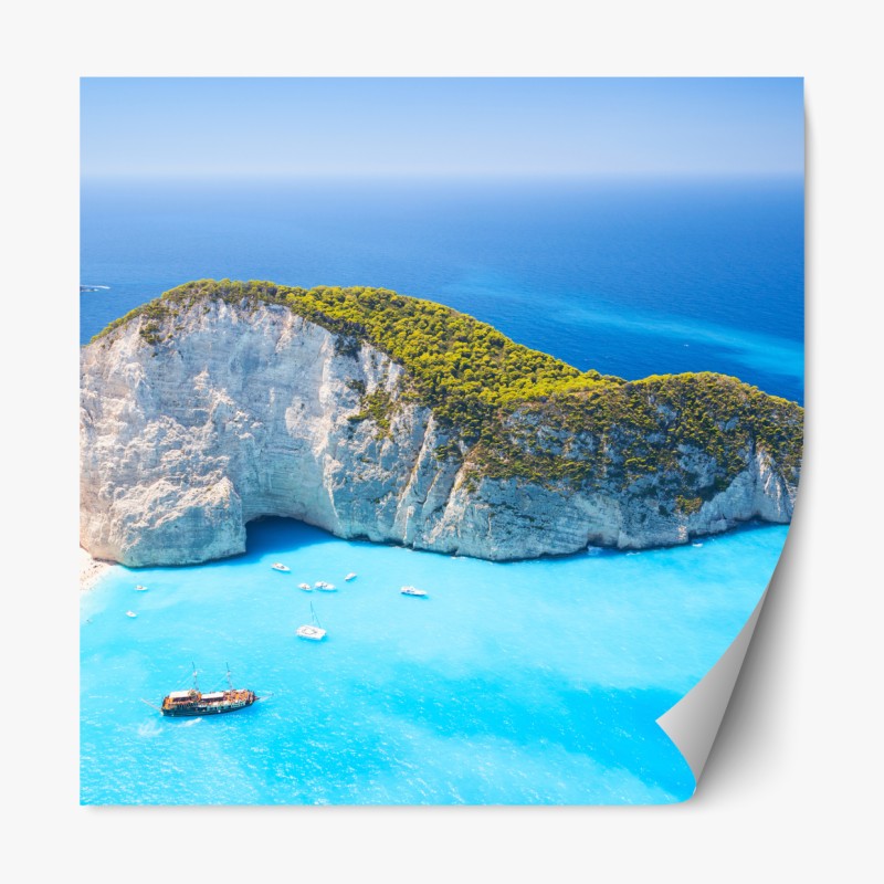 Repositionierbarer Aufkleber tropischer strand mit palmen – Wallnifity®