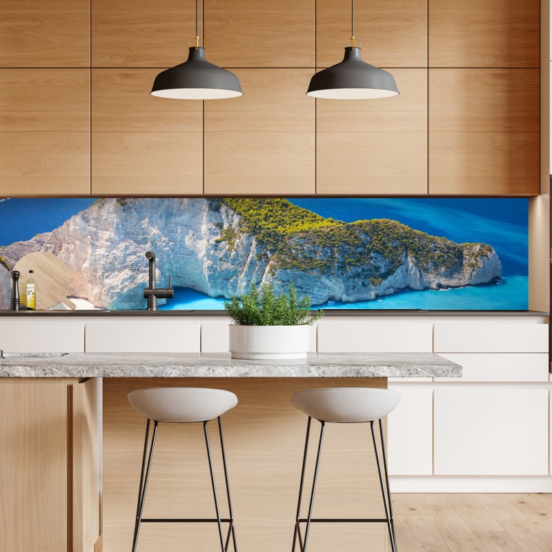 Repositionierbarer Aufkleber tropischer strand mit palmen – Wallnifity®