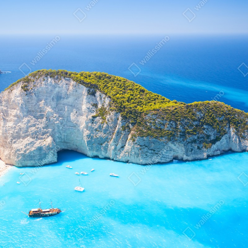 Repositionierbarer Aufkleber Navagio-Bucht türkisblauer strand, Zakynthos – Wallnifity® Repositionierbarer Aufkleber Navagio-Bucht türkisblauer strand, Zakynthos – Wallnifity®