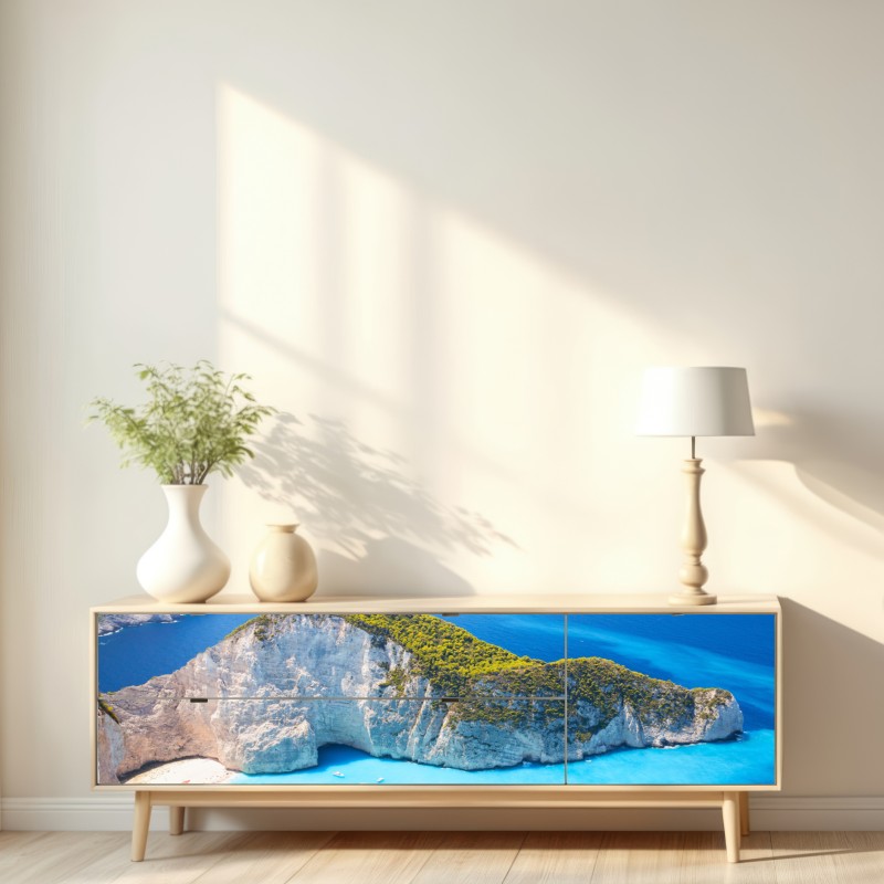 Repositionierbarer Aufkleber Navagio-Bucht türkisblauer strand, Zakynthos – Wallnifity® Repositionierbarer Aufkleber Navagio-Bucht türkisblauer strand, Zakynthos – Wallnifity®
