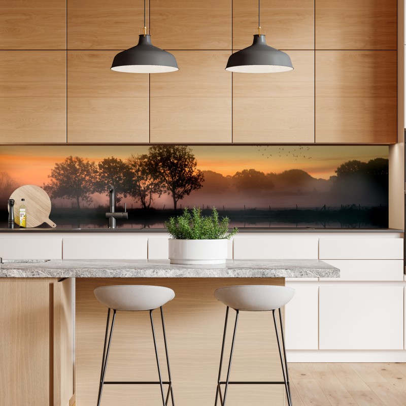Repositionierbarer Aufkleber sonnige gasse auf der insel mit leuchtender buganvillea – Wallnifity®
