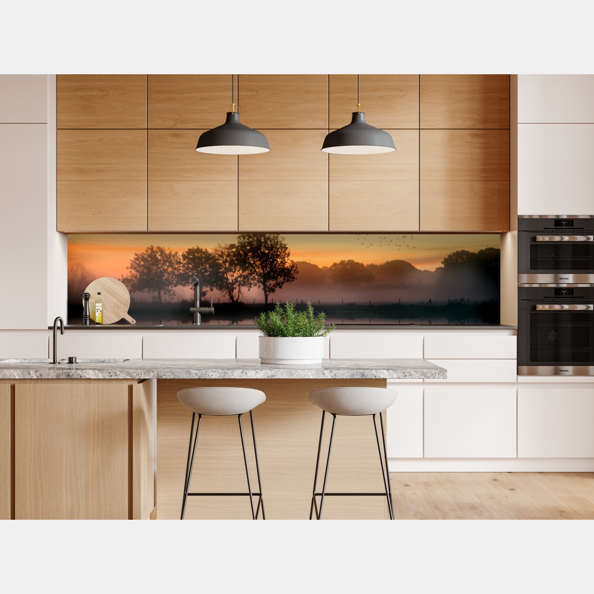 Repositionierbarer Aufkleber nebliger herbstlicher sonnenaufgang über Englischer landschaft – Wallnifity® Repositionierbarer Aufkleber nebliger herbstlicher sonnenaufgang über Englischer landschaft – Wallnifity®