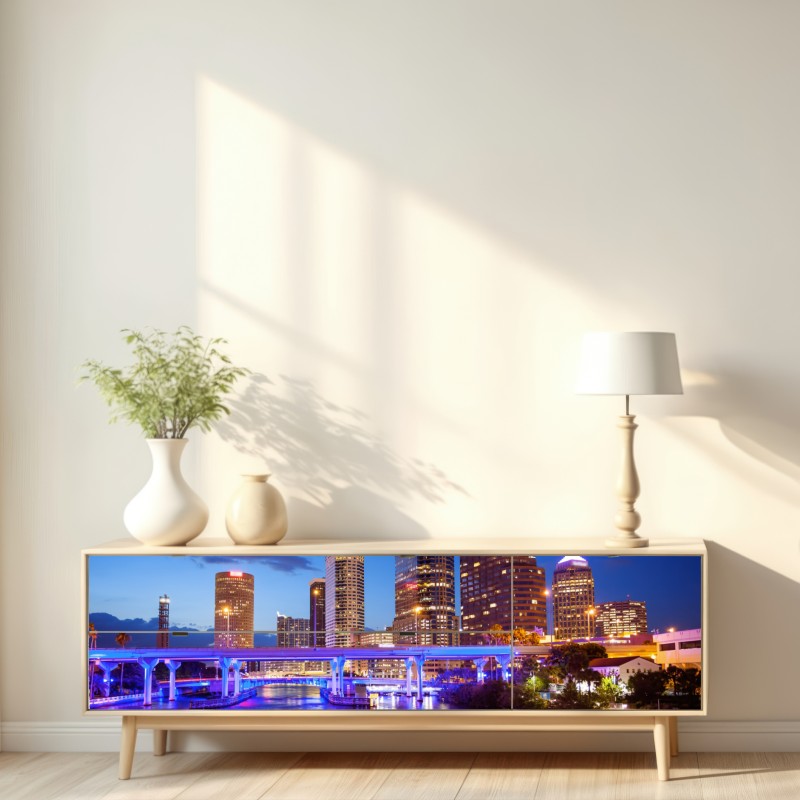 Repositionierbarer Aufkleber Tampa skyline bei nacht – Wallnifity® Repositionierbarer Aufkleber Tampa skyline bei nacht – Wallnifity®