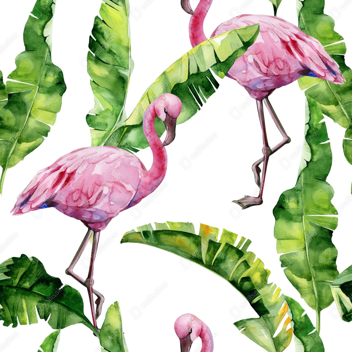 Repositionierbarer Aufkleber rosa flamingo aquarellmuster – Wallnifity® Repositionierbarer Aufkleber rosa flamingo aquarellmuster – Wallnifity®