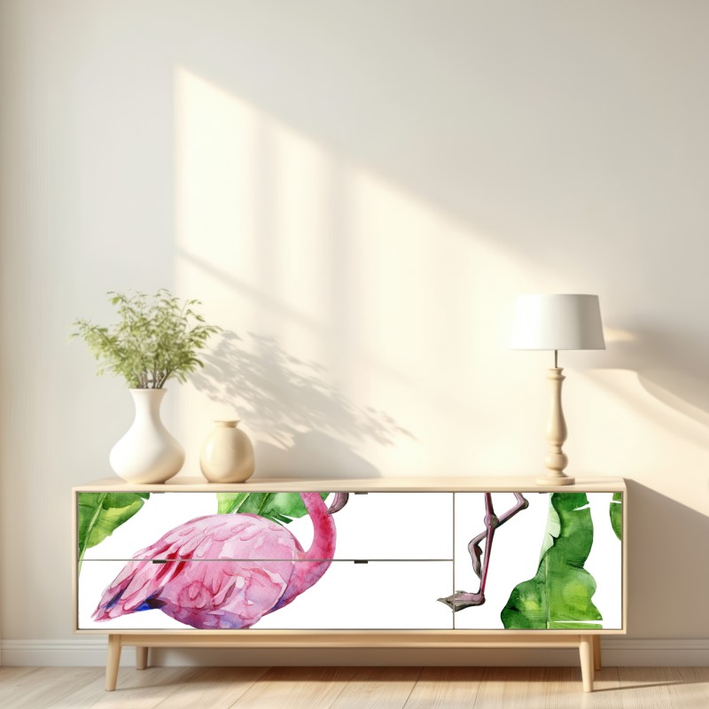 Repositionierbarer Aufkleber rosa flamingo aquarellmuster – Wallnifity® Repositionierbarer Aufkleber rosa flamingo aquarellmuster – Wallnifity®
