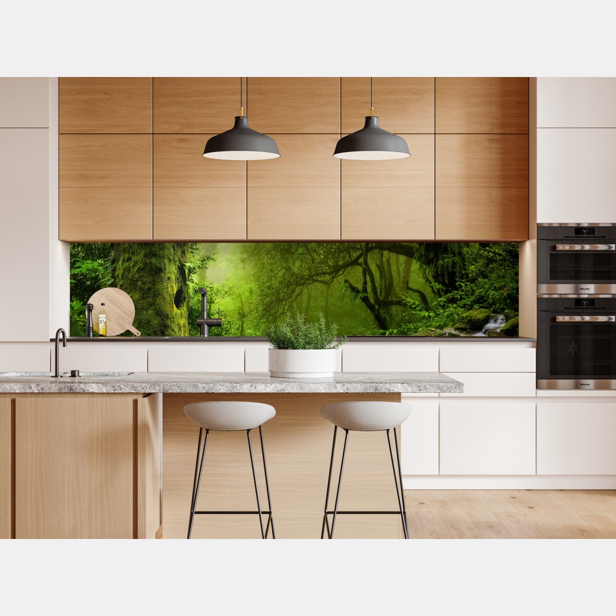 Repositionierbarer Aufkleber verzauberter grüner waldbach – Wallnifity® Repositionierbarer Aufkleber verzauberter grüner waldbach – Wallnifity®