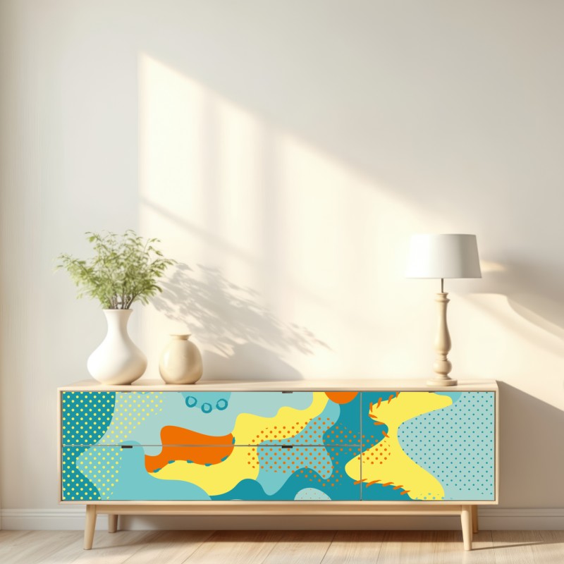 Repositionierbarer Aufkleber lebendige abstrakte pop-art-komposition – Wallnifity® Repositionierbarer Aufkleber lebendige abstrakte pop-art-komposition – Wallnifity®