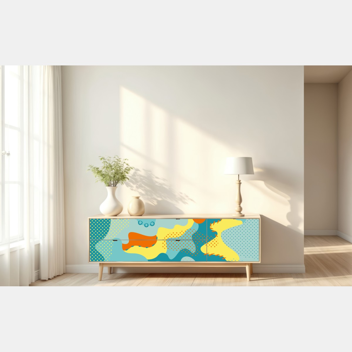 Repositionierbarer Aufkleber lebendige abstrakte pop-art-komposition – Wallnifity® Repositionierbarer Aufkleber lebendige abstrakte pop-art-komposition – Wallnifity®