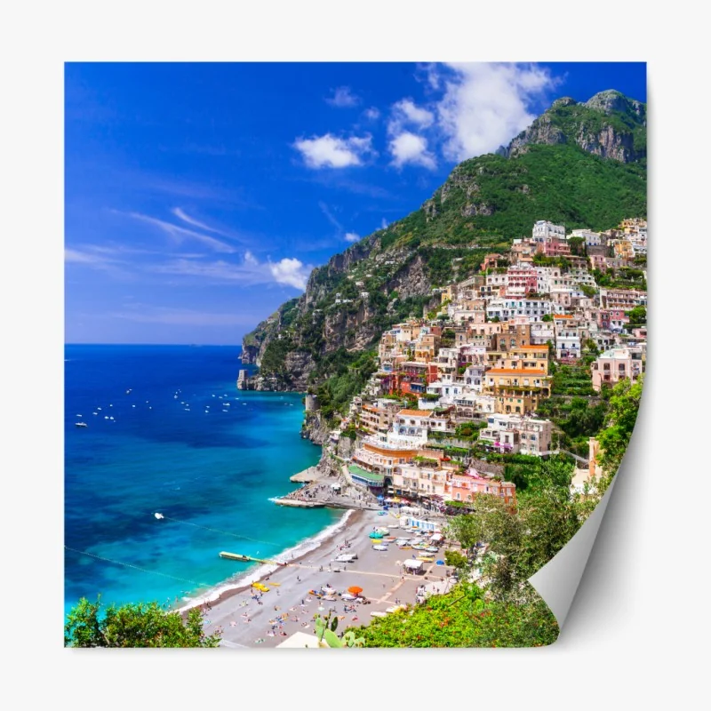 Repositionierbarer Aufkleber sonnige panoramaaufnahme von Positano an der Amalfiküste – Wallnifity® Repositionierbarer Aufkleber sonnige panoramaaufnahme von Positano an der Amalfiküste – Wallnifity®