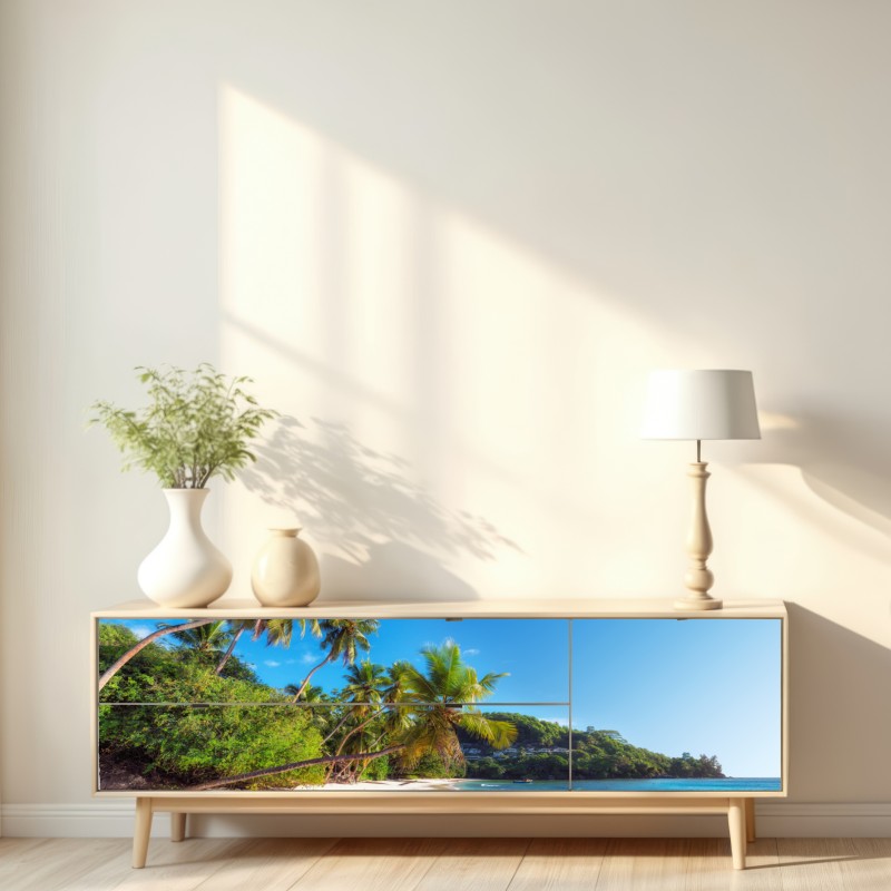 Repositionierbarer Aufkleber tropischer palmstrand – Wallnifity® Repositionierbarer Aufkleber tropischer palmstrand – Wallnifity®