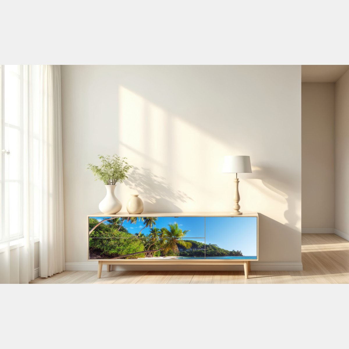 Repositionierbarer Aufkleber tropischer palmstrand – Wallnifity® Repositionierbarer Aufkleber tropischer palmstrand – Wallnifity®