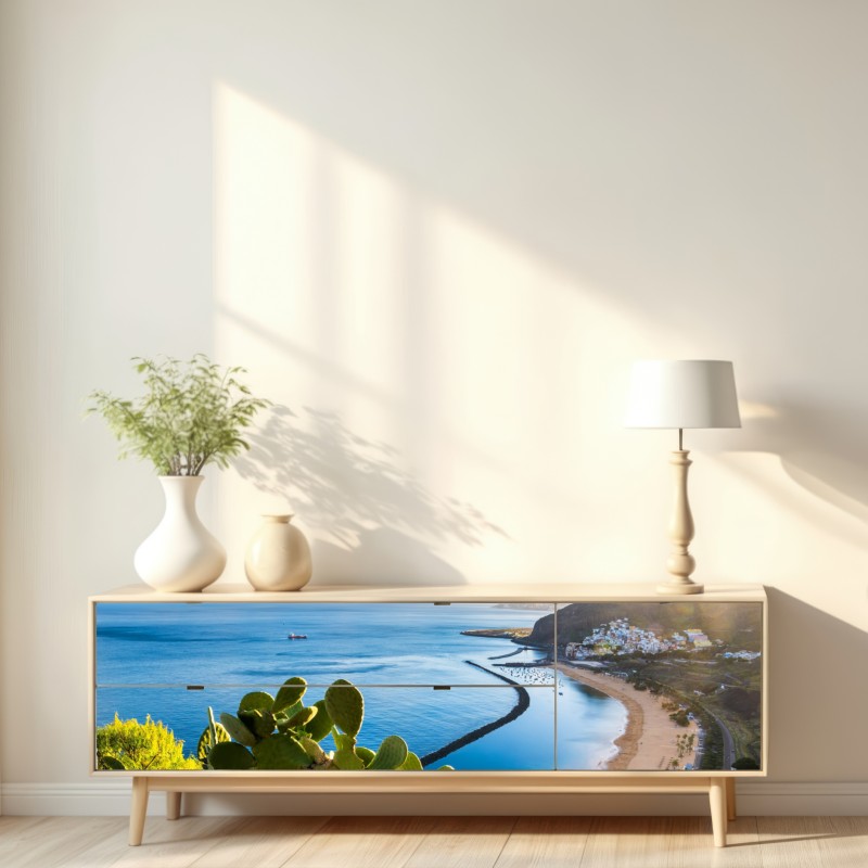 Repositionierbarer Aufkleber sonniger strand Las Teresitas panorama – Wallnifity® Repositionierbarer Aufkleber sonniger strand Las Teresitas panorama – Wallnifity®