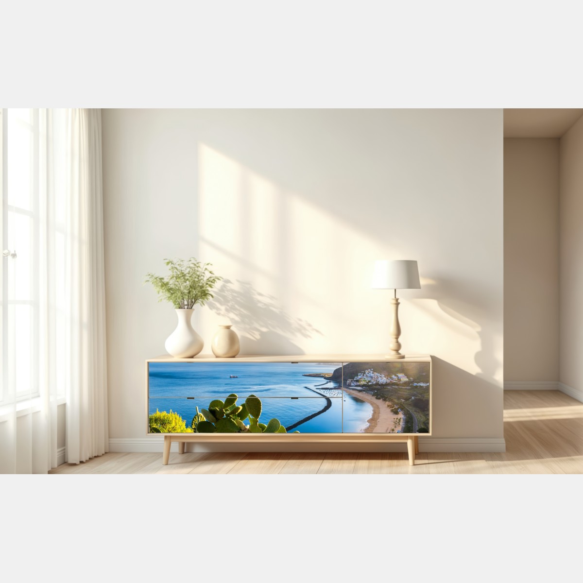 Repositionierbarer Aufkleber sonniger strand Las Teresitas panorama – Wallnifity® Repositionierbarer Aufkleber sonniger strand Las Teresitas panorama – Wallnifity®