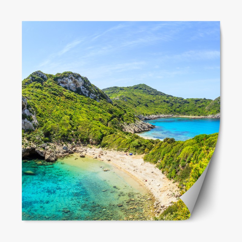 Repositionierbarer Aufkleber sonnige mediterrane gasse mit bougainvillea – Wallnifity®