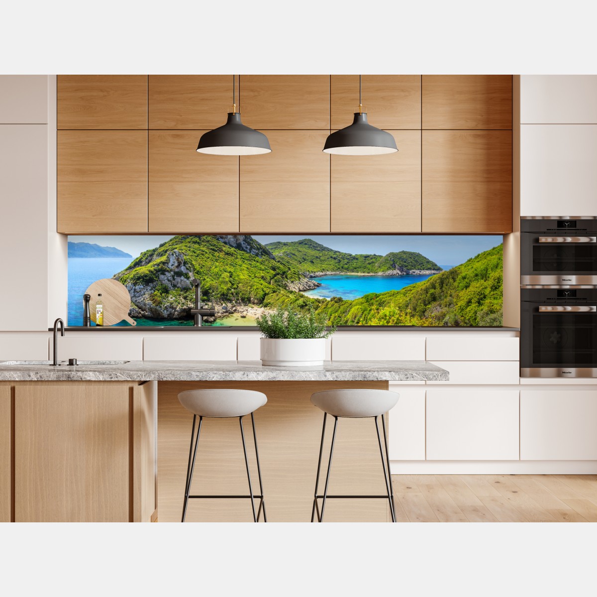 Repositionierbarer Aufkleber türkisbucht auf einer insel – Wallnifity® Repositionierbarer Aufkleber türkisbucht auf einer insel – Wallnifity®