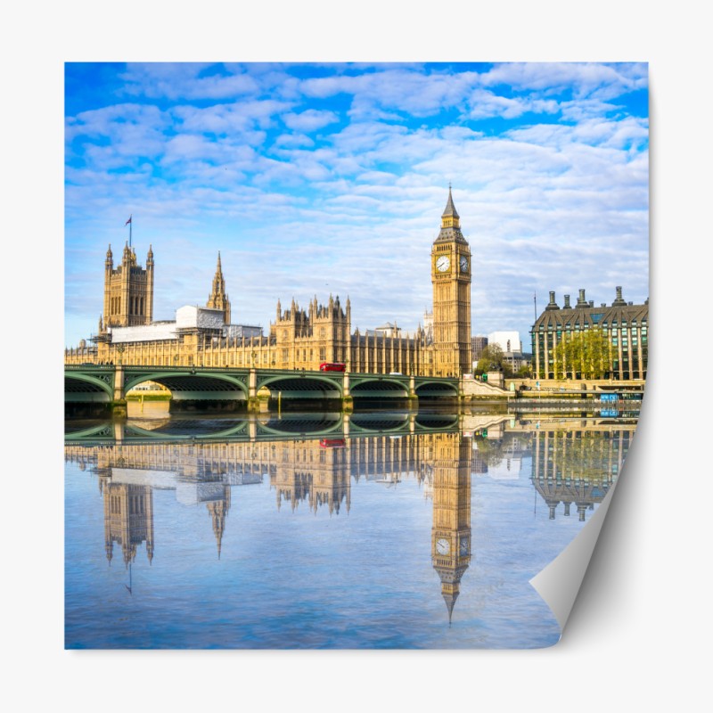 Repositionierbarer Aufkleber London skyline mit spiegelung auf dem fluss – Wallnifity® Repositionierbarer Aufkleber London skyline mit spiegelung auf dem fluss – Wallnifity®