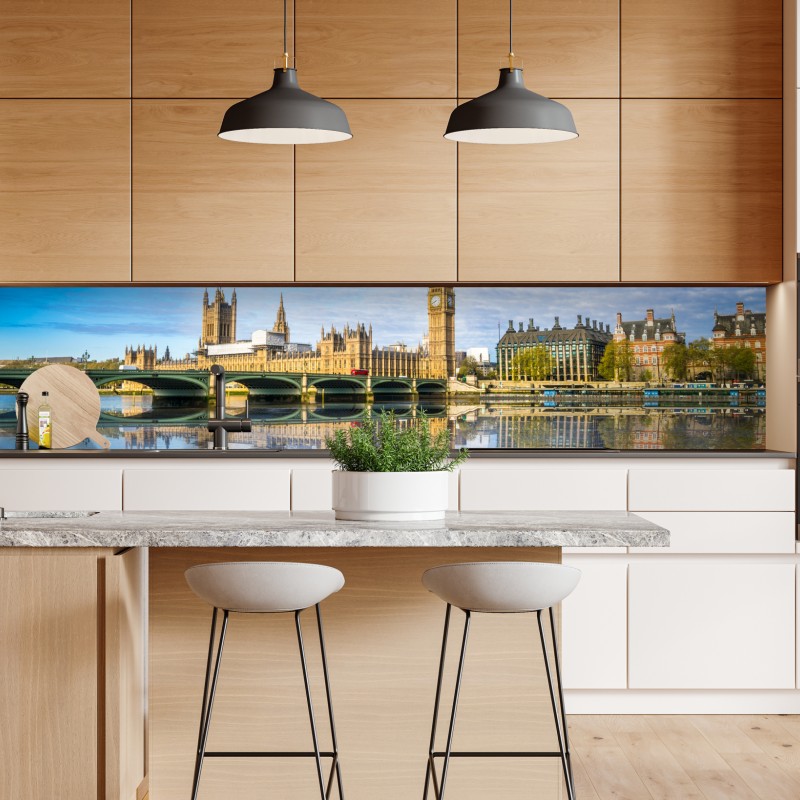 Repositionierbarer Aufkleber London skyline mit spiegelung auf dem fluss – Wallnifity® Repositionierbarer Aufkleber London skyline mit spiegelung auf dem fluss – Wallnifity®