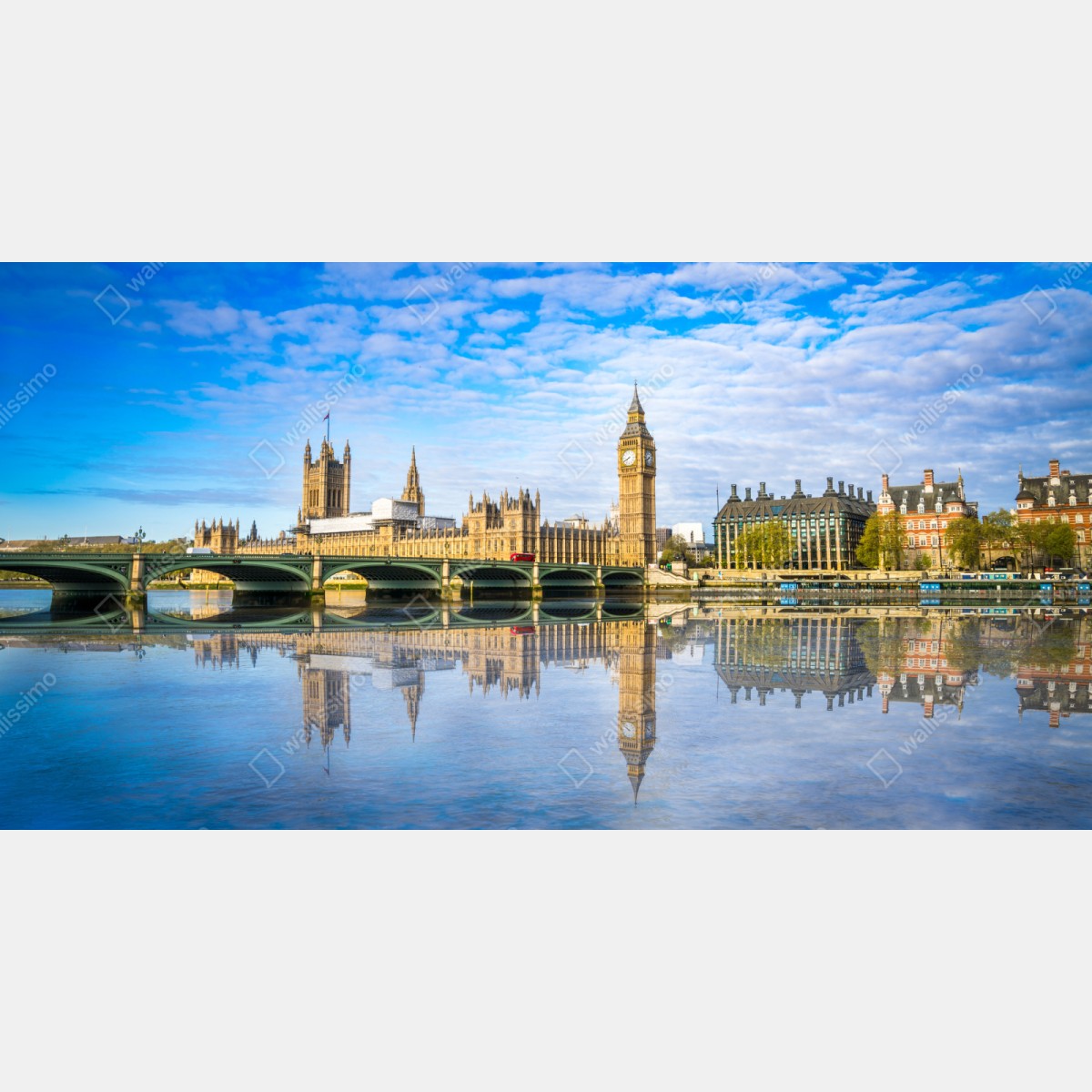 Repositionierbarer Aufkleber London skyline mit spiegelung auf dem fluss – Wallnifity® Repositionierbarer Aufkleber London skyline mit spiegelung auf dem fluss – Wallnifity®