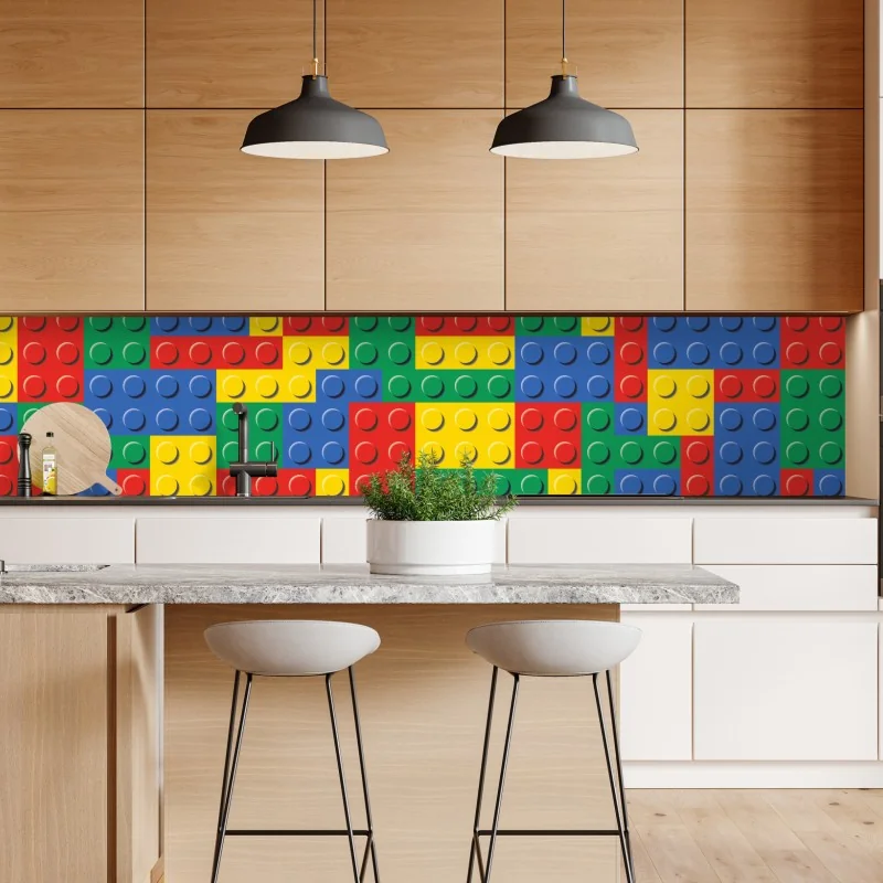 Repositionierbarer Aufkleber buntes bausteinmuster – Wallnifity® Repositionierbarer Aufkleber buntes bausteinmuster – Wallnifity®