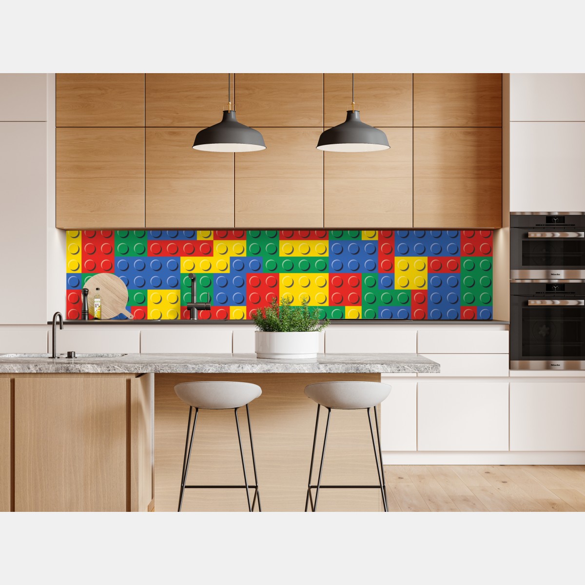 Repositionierbarer Aufkleber buntes bausteinmuster – Wallnifity® Repositionierbarer Aufkleber buntes bausteinmuster – Wallnifity®