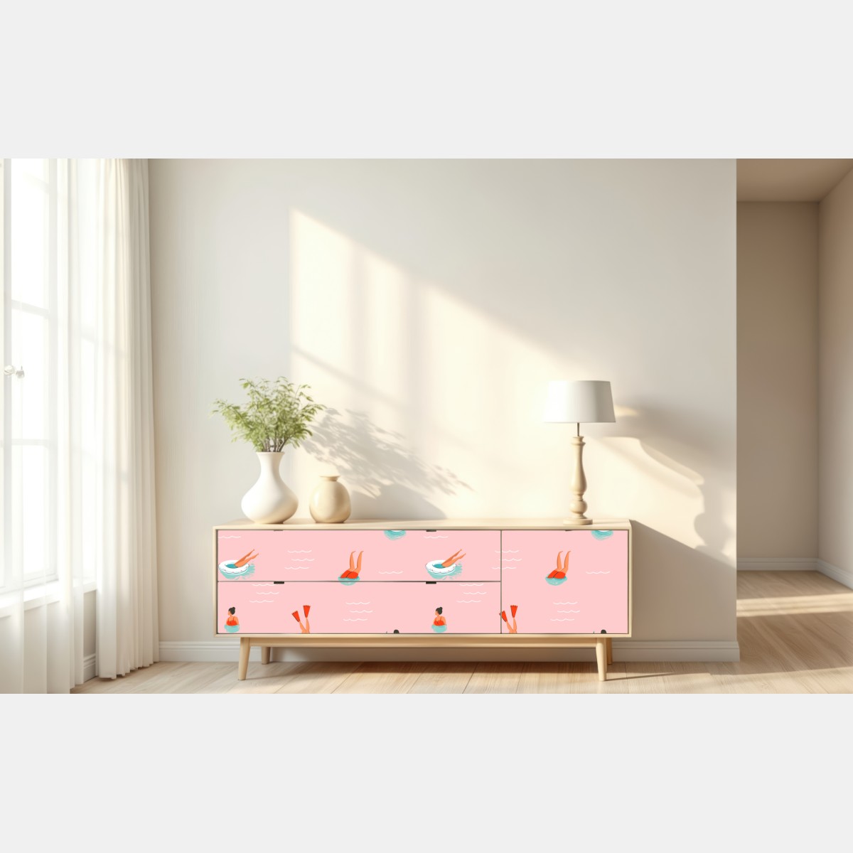 Repositionierbarer Aufkleber verspieltes pastell poolmuster – Wallnifity® Repositionierbarer Aufkleber verspieltes pastell poolmuster – Wallnifity®