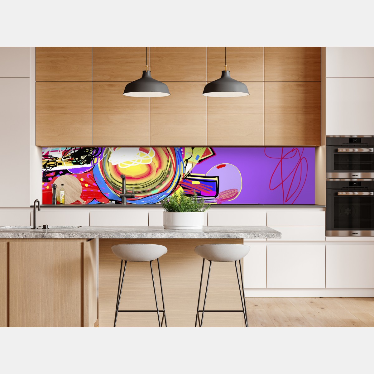 Repositionierbarer Aufkleber lebendige violette abstrakte komposition – Wallnifity® Repositionierbarer Aufkleber lebendige violette abstrakte komposition – Wallnifity®