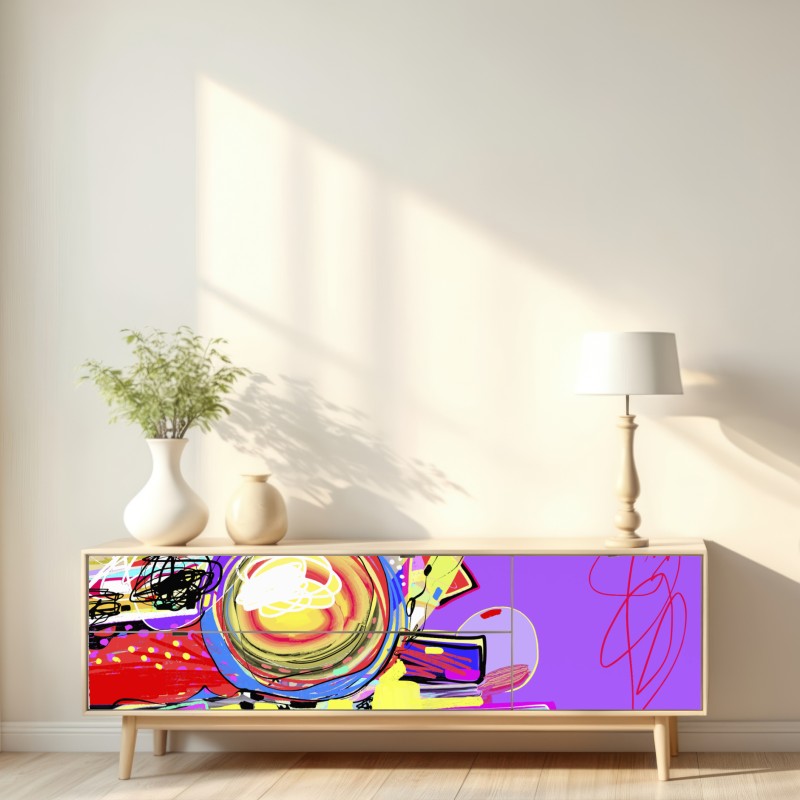 Repositionierbarer Aufkleber lebendige violette abstrakte komposition – Wallnifity® Repositionierbarer Aufkleber lebendige violette abstrakte komposition – Wallnifity®