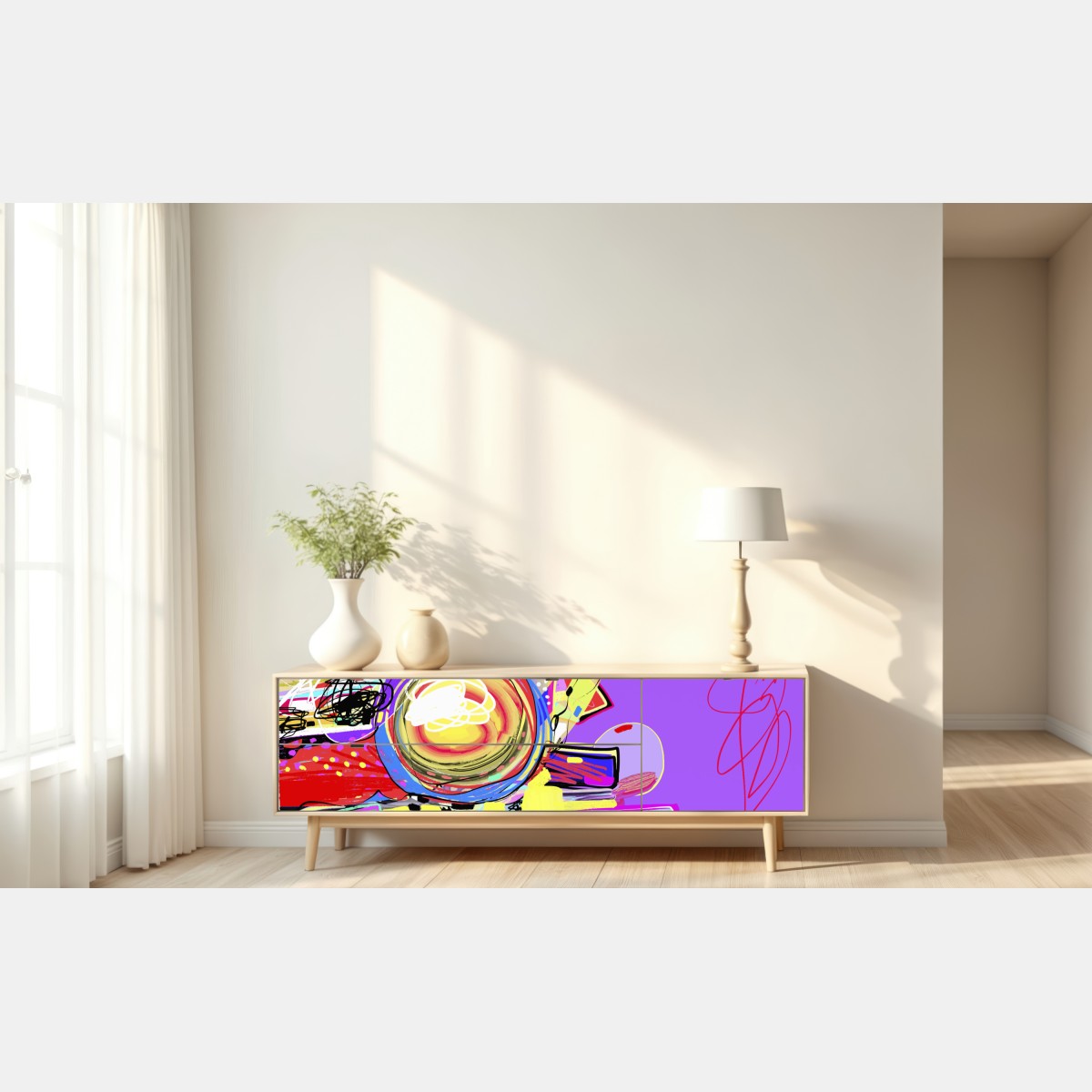 Repositionierbarer Aufkleber lebendige violette abstrakte komposition – Wallnifity® Repositionierbarer Aufkleber lebendige violette abstrakte komposition – Wallnifity®