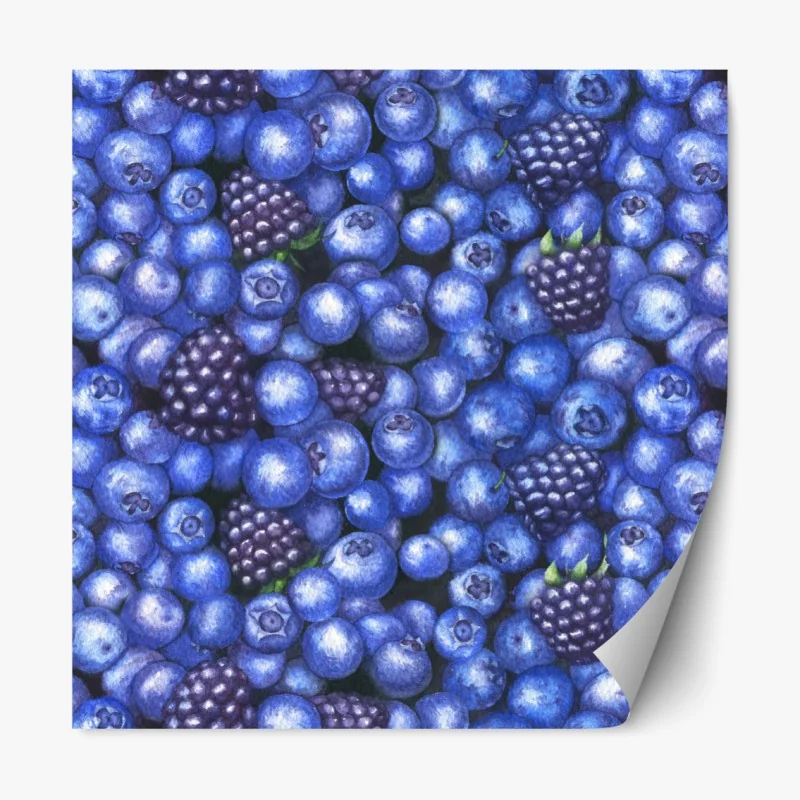 Repositionierbarer Aufkleber aquarellmuster mit blaubeeren und brombeeren