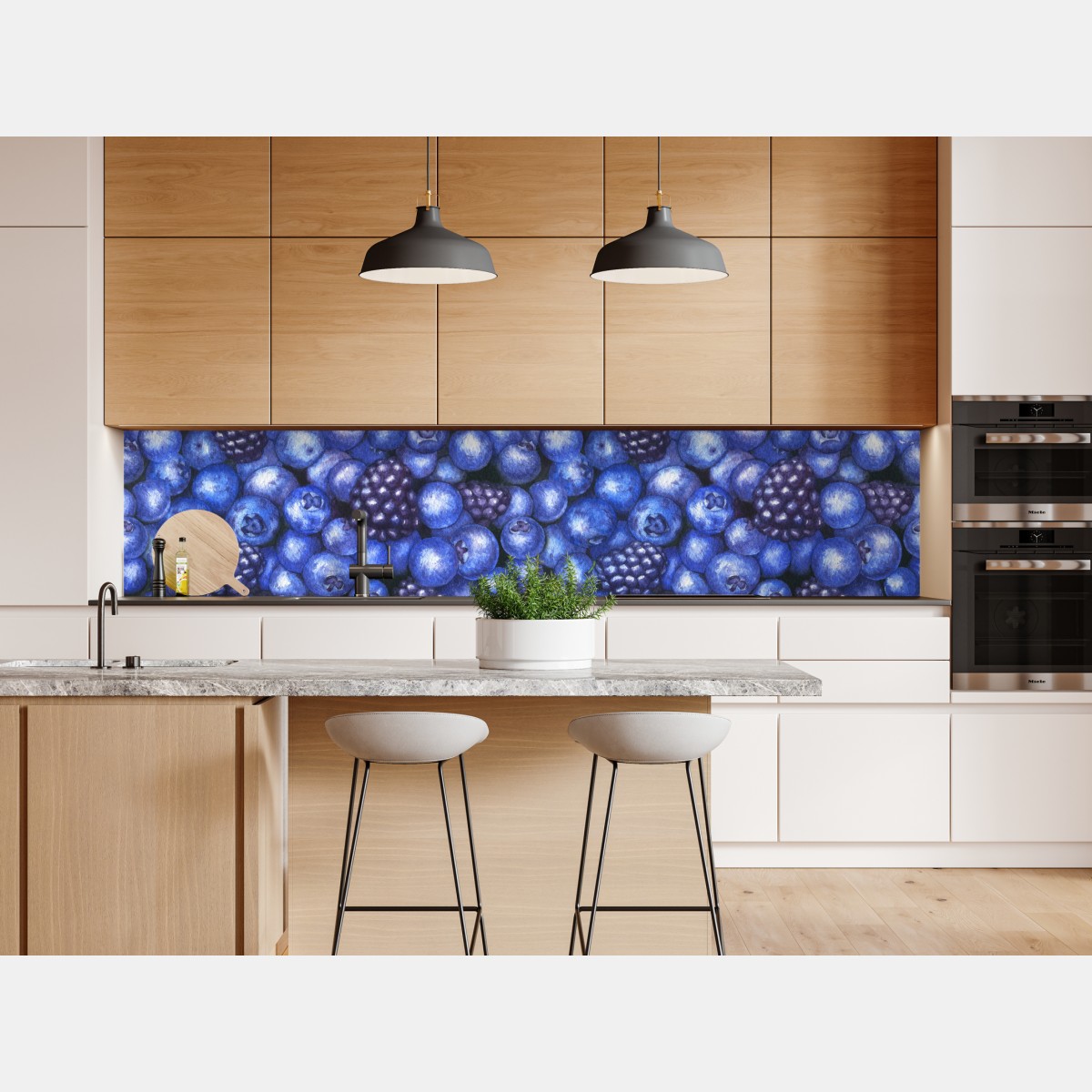 Repositionierbarer Aufkleber aquarellmuster mit blaubeeren und brombeeren – Wallnifity® Repositionierbarer Aufkleber aquarellmuster mit blaubeeren und brombeeren – Wallnifity®