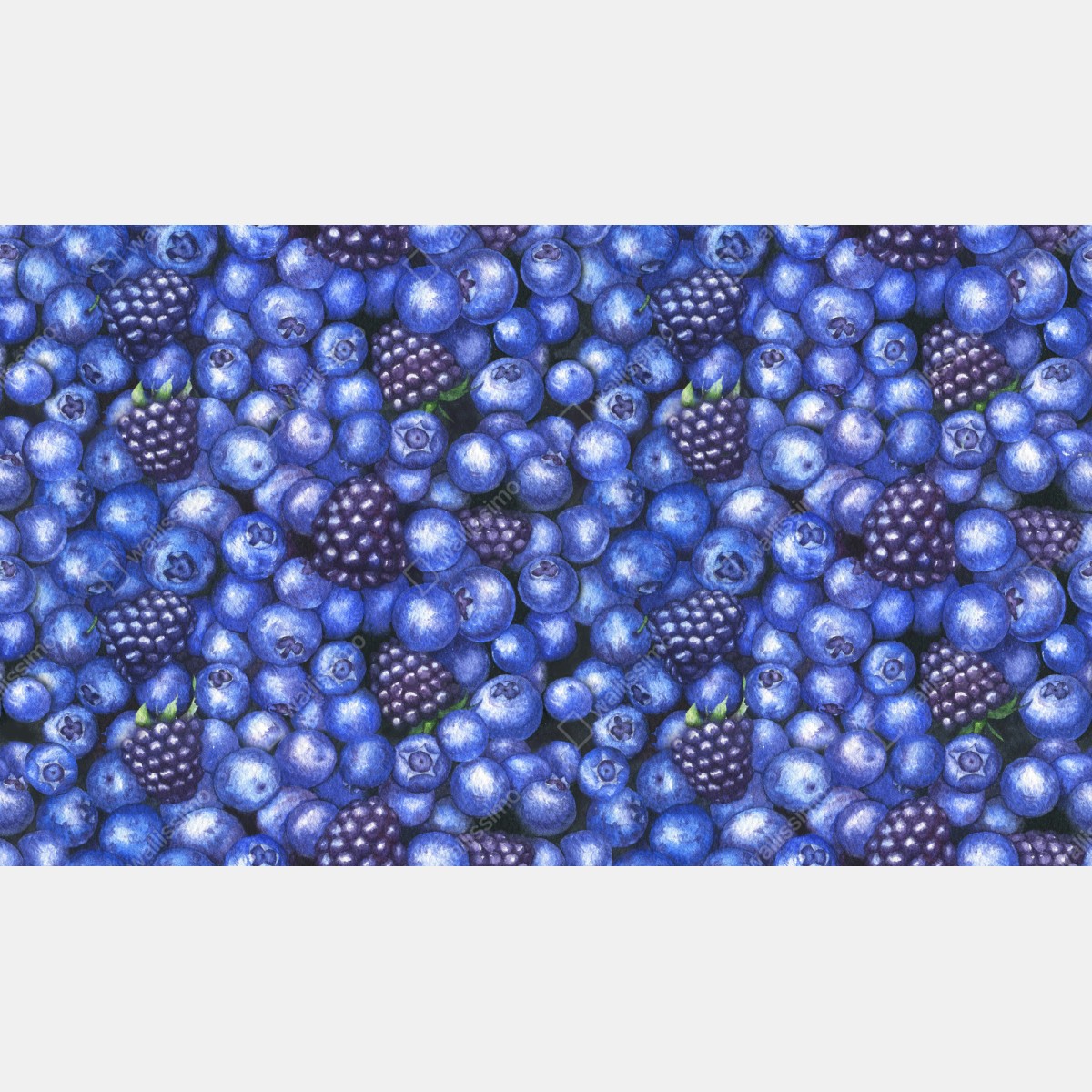 Repositionierbarer Aufkleber aquarellmuster mit blaubeeren und brombeeren – Wallnifity® Repositionierbarer Aufkleber aquarellmuster mit blaubeeren und brombeeren – Wallnifity®