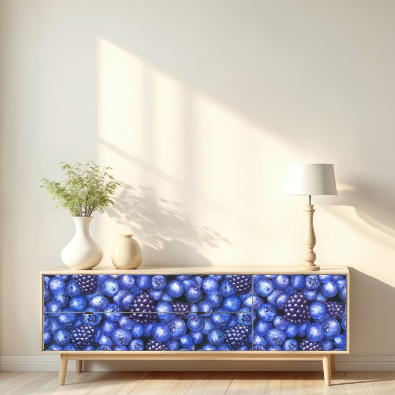 Repositionierbarer Aufkleber aquarellmuster mit blaubeeren und brombeeren – Wallnifity® Repositionierbarer Aufkleber aquarellmuster mit blaubeeren und brombeeren – Wallnifity®