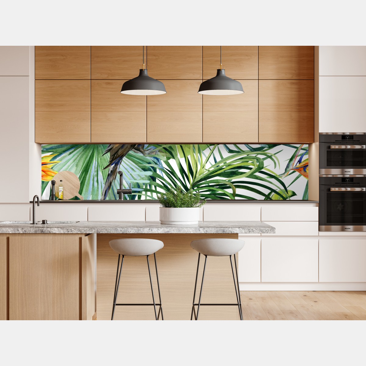 Repositionierbarer Aufkleber aquarell tukan im tropischen muster – Wallnifity® Repositionierbarer Aufkleber aquarell tukan im tropischen muster – Wallnifity®