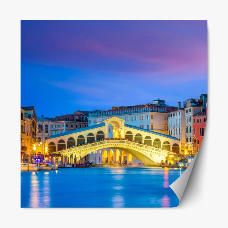Repositionierbarer Aufkleber Rialto brücke bei dämmerung, Venedig