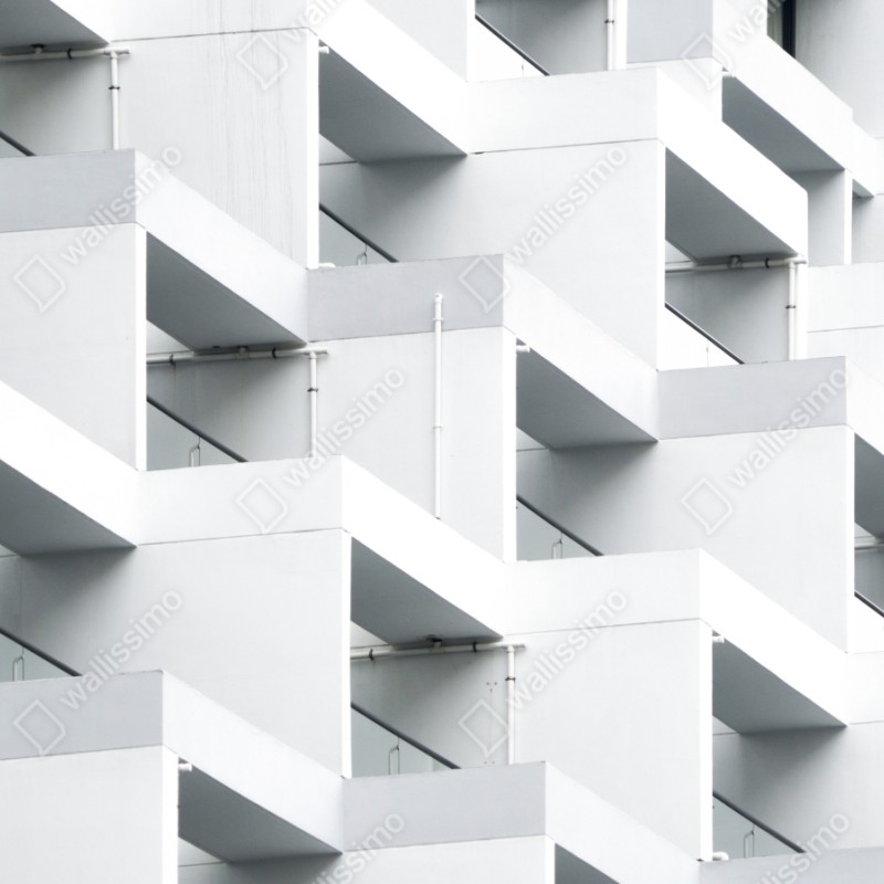 Repositionierbarer Aufkleber weiße betonfassade im geometrischen muster – Wallnifity® Repositionierbarer Aufkleber weiße betonfassade im geometrischen muster – Wallnifity®