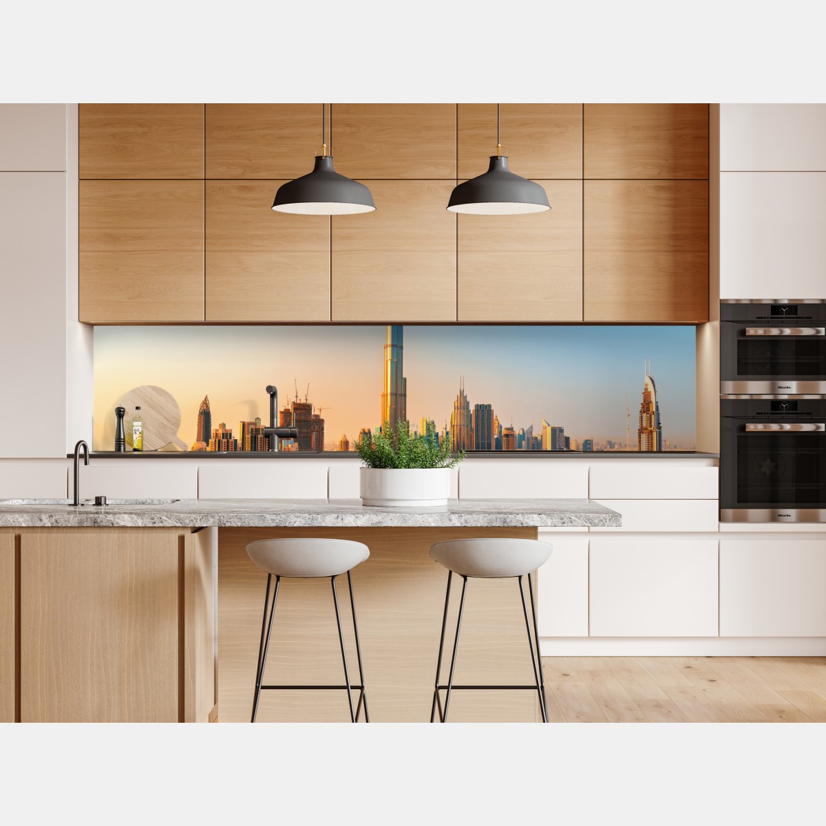 Repositionierbarer Aufkleber Dubai skyline in der goldenen stunde – Wallnifity® Repositionierbarer Aufkleber Dubai skyline in der goldenen stunde – Wallnifity®