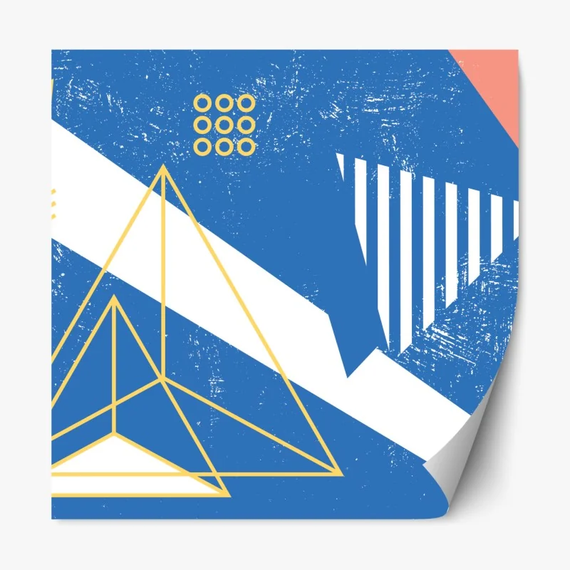 Repositionierbarer Aufkleber geometrische abstraktion in blau