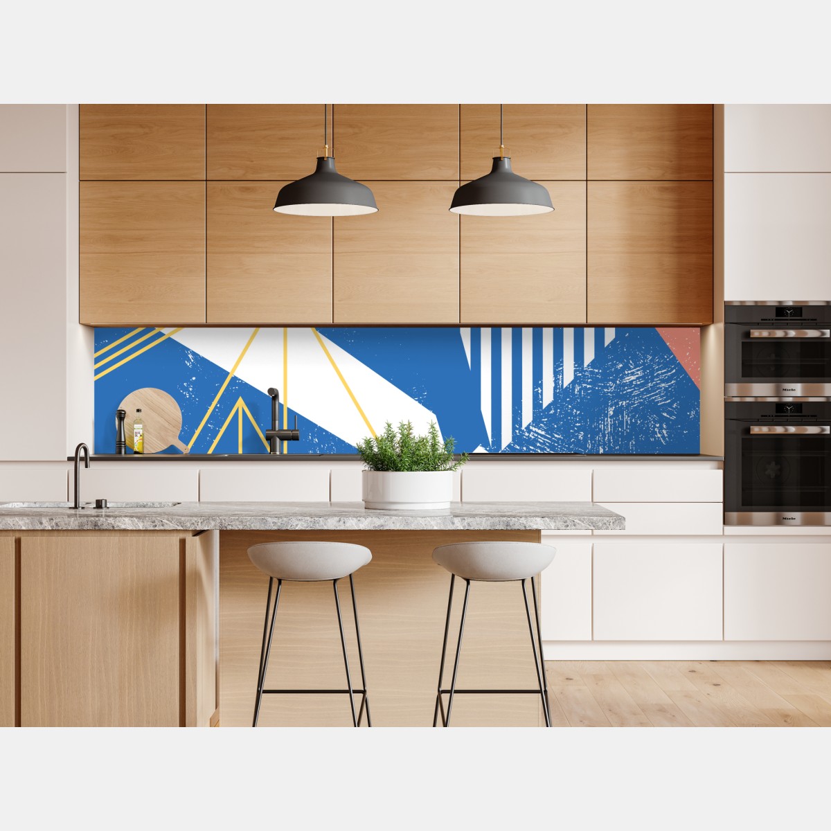 Repositionierbarer Aufkleber geometrische abstraktion in blau – Wallnifity® Repositionierbarer Aufkleber geometrische abstraktion in blau – Wallnifity®