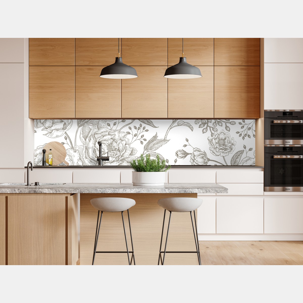 Repositionierbarer Aufkleber zartes botanisches blumenmuster im vintage-stil – Wallnifity® Repositionierbarer Aufkleber zartes botanisches blumenmuster im vintage-stil – Wallnifity®