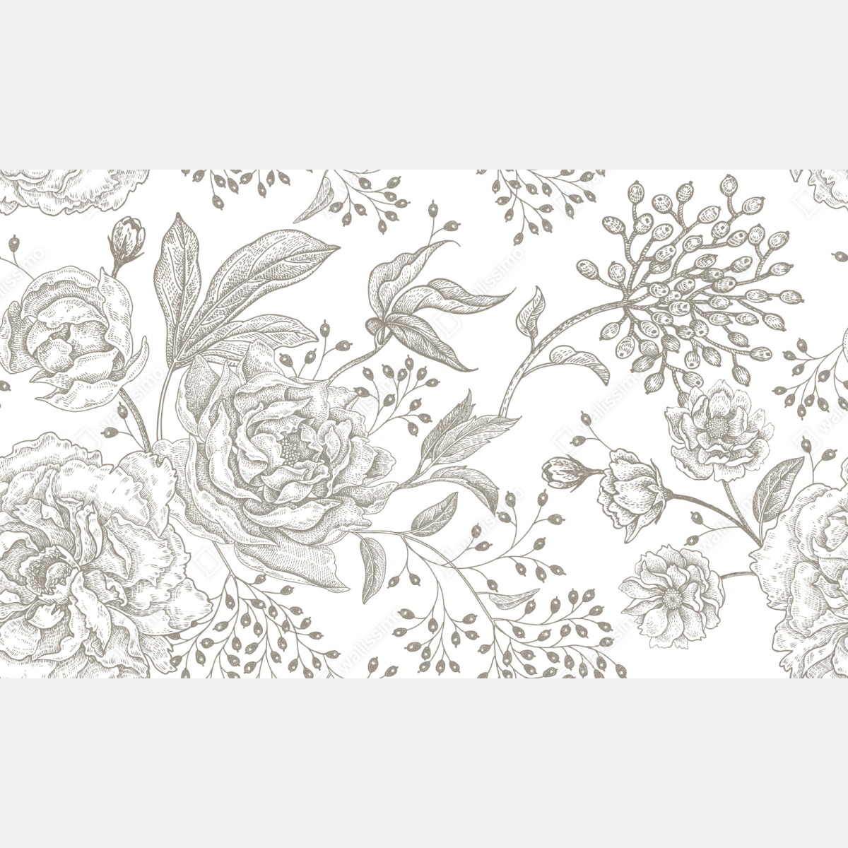 Repositionierbarer Aufkleber zartes botanisches blumenmuster im vintage-stil – Wallnifity® Repositionierbarer Aufkleber zartes botanisches blumenmuster im vintage-stil – Wallnifity®