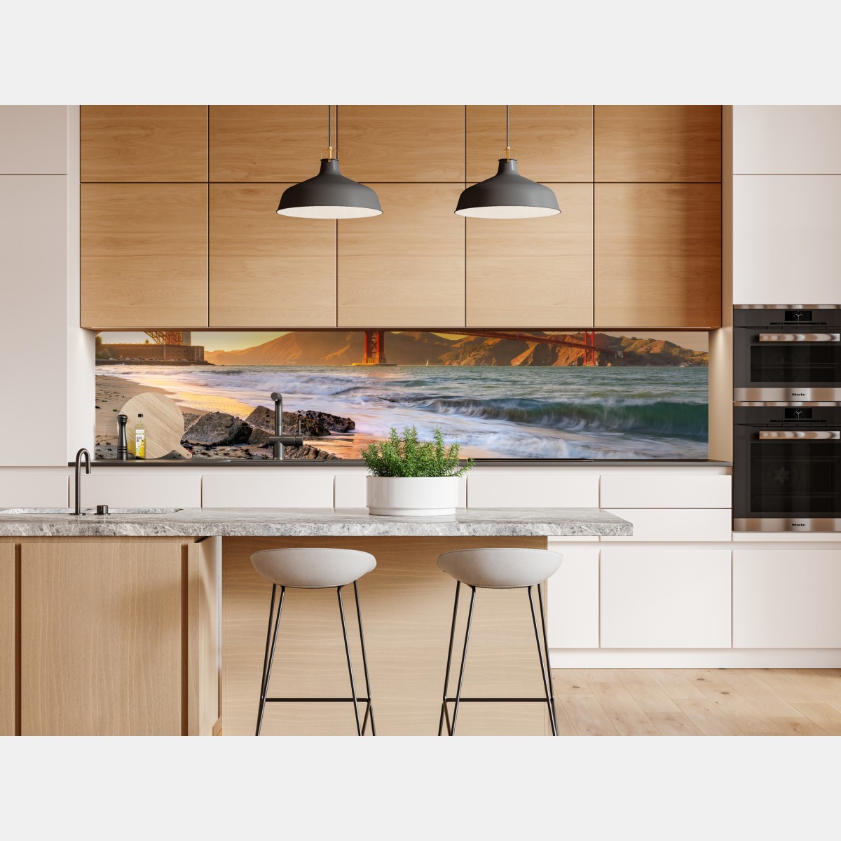 Repositionierbarer Aufkleber sonnenuntergang an der Golden Gate Bridge – Wallnifity® Repositionierbarer Aufkleber sonnenuntergang an der Golden Gate Bridge – Wallnifity®