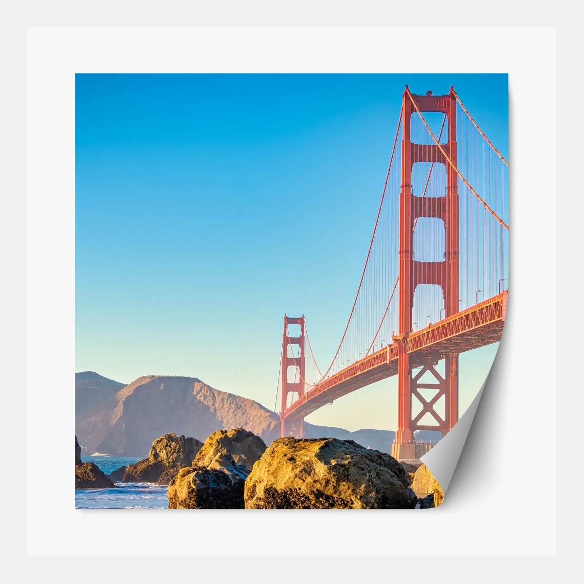 Repositionierbarer Aufkleber Golden Gate Bridge über der bucht von San Francisco – Wallnifity® Repositionierbarer Aufkleber Golden Gate Bridge über der bucht von San Francisco – Wallnifity®